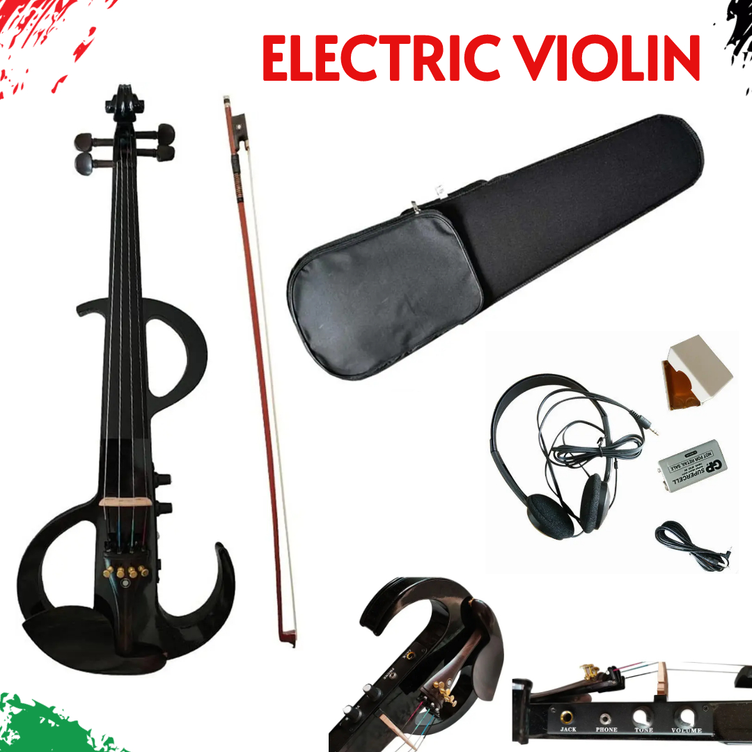 Solid Wood Acoustic Electronic Silent Violin , Upgraded black With 1/4